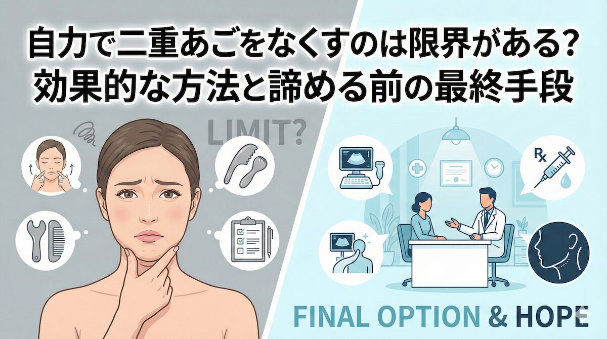 自力で二重あごをなくすのは限界がある?効果的な方法と諦める前の最終手段のアイキャッチ画像