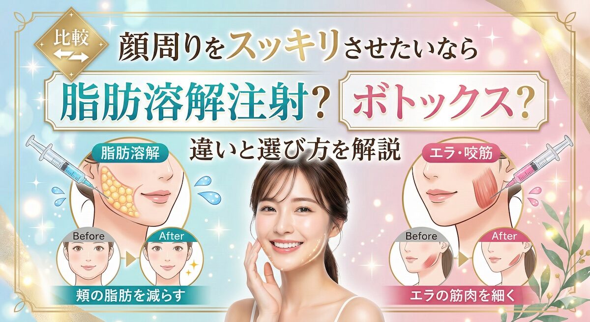 顔周りをスッキリさせたいなら脂肪溶解注射？ボトックス？違いと選び方を解説のアイキャッチ画像